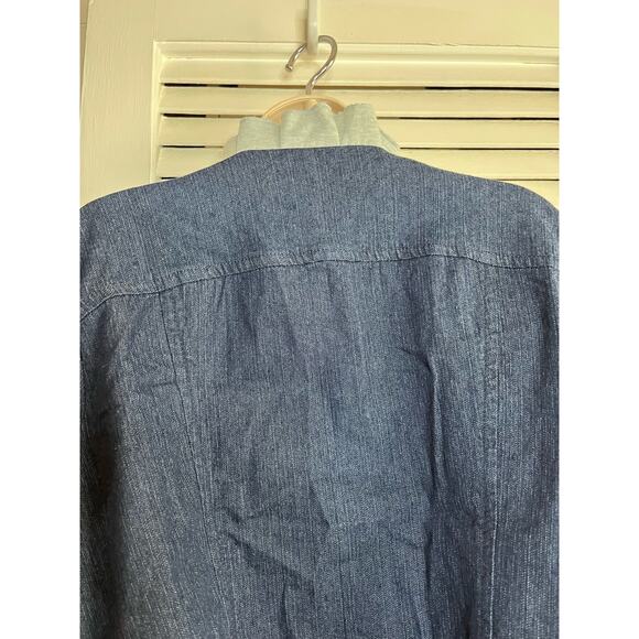 Vintage 90s  LAL Live a Little denim and fleece trim jacket L retro boho avant - Picture 3 of 7